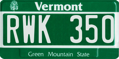 VT license plate RWK350