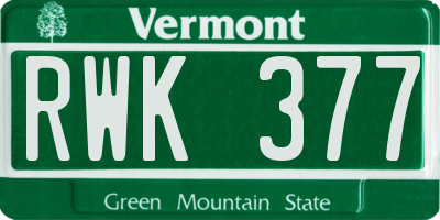 VT license plate RWK377