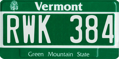 VT license plate RWK384