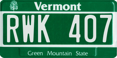VT license plate RWK407