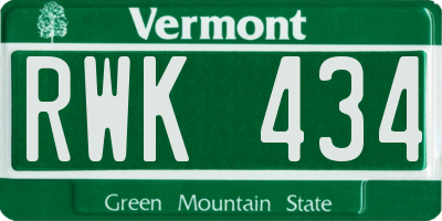 VT license plate RWK434