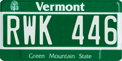 VT license plate RWK446
