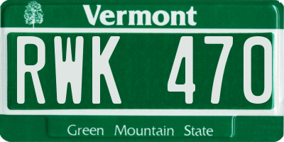 VT license plate RWK470
