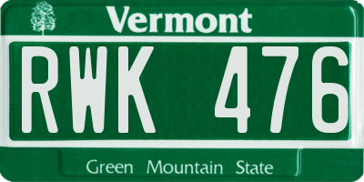 VT license plate RWK476
