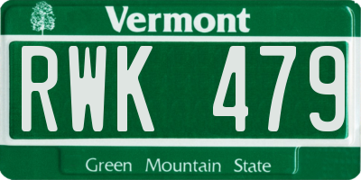 VT license plate RWK479