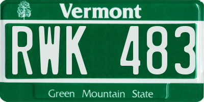 VT license plate RWK483