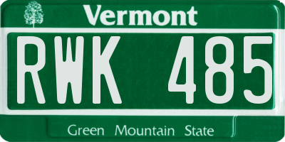 VT license plate RWK485