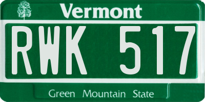 VT license plate RWK517