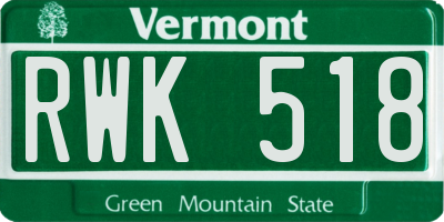 VT license plate RWK518