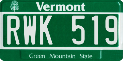 VT license plate RWK519