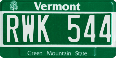 VT license plate RWK544
