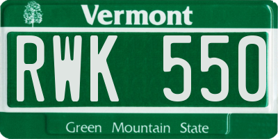 VT license plate RWK550