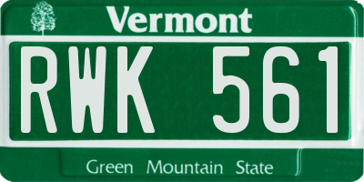 VT license plate RWK561