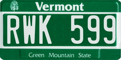 VT license plate RWK599