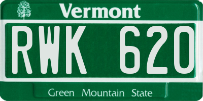 VT license plate RWK620