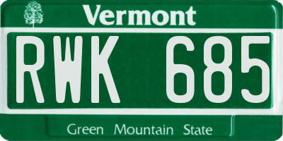 VT license plate RWK685
