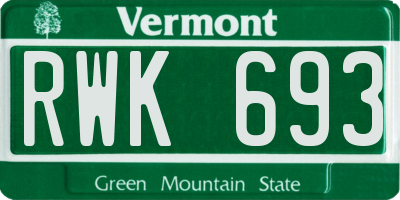 VT license plate RWK693