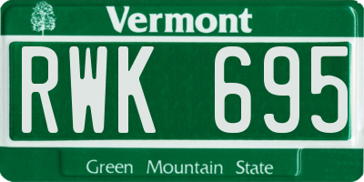 VT license plate RWK695