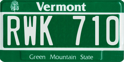 VT license plate RWK710