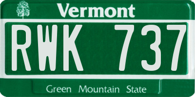 VT license plate RWK737