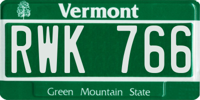 VT license plate RWK766