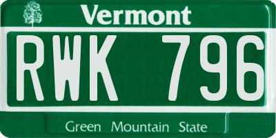 VT license plate RWK796