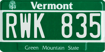 VT license plate RWK835