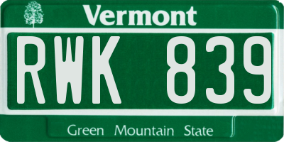 VT license plate RWK839