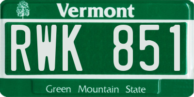 VT license plate RWK851
