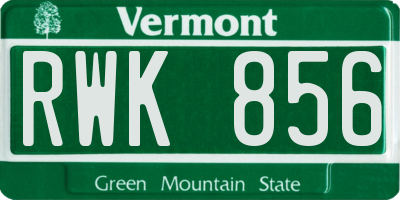 VT license plate RWK856