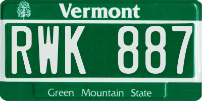 VT license plate RWK887