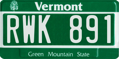 VT license plate RWK891