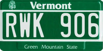 VT license plate RWK906
