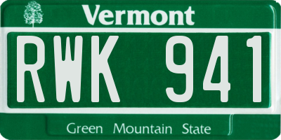 VT license plate RWK941
