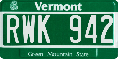 VT license plate RWK942