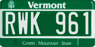 VT license plate RWK961