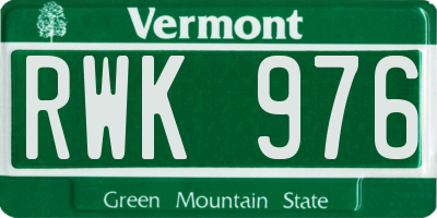 VT license plate RWK976