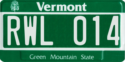 VT license plate RWL014