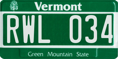 VT license plate RWL034