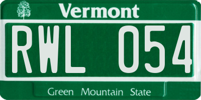 VT license plate RWL054