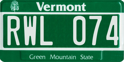 VT license plate RWL074