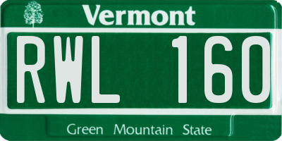 VT license plate RWL160