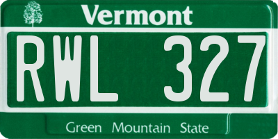 VT license plate RWL327