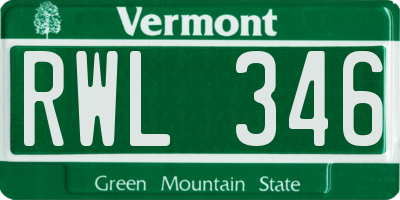 VT license plate RWL346