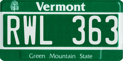 VT license plate RWL363