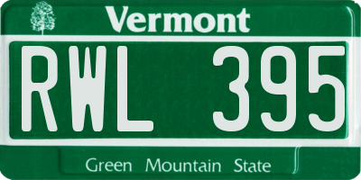 VT license plate RWL395