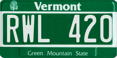 VT license plate RWL420
