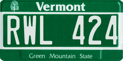 VT license plate RWL424