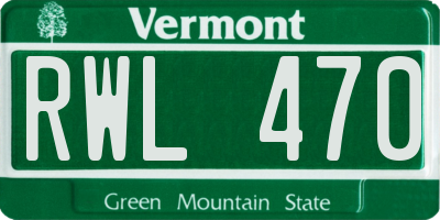 VT license plate RWL470