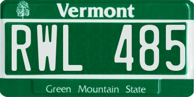 VT license plate RWL485